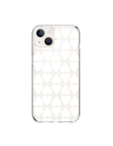 Coque iPhone 15 Coeurs Heart Blanc Transparente - Project M