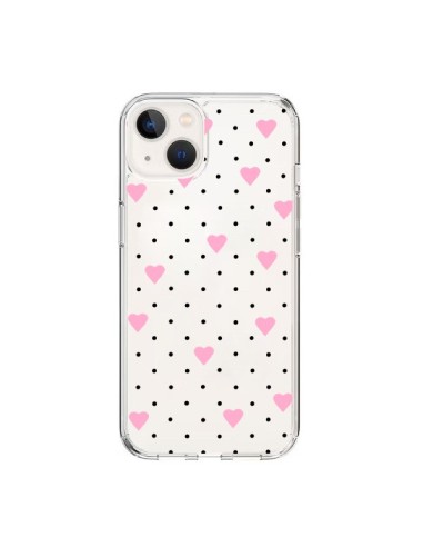 Coque iPhone 15 Point Coeur Rose Pin Point Heart Transparente - Project M