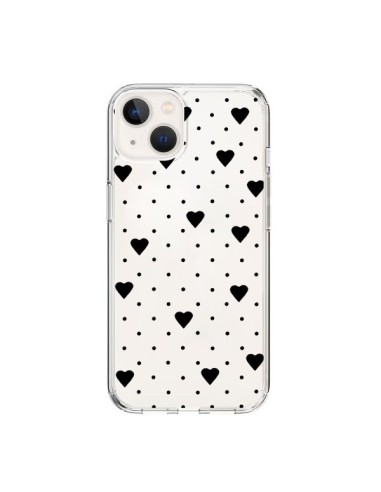 Cover iPhone 15 Punti Cuori Nero Trasparente - Project M