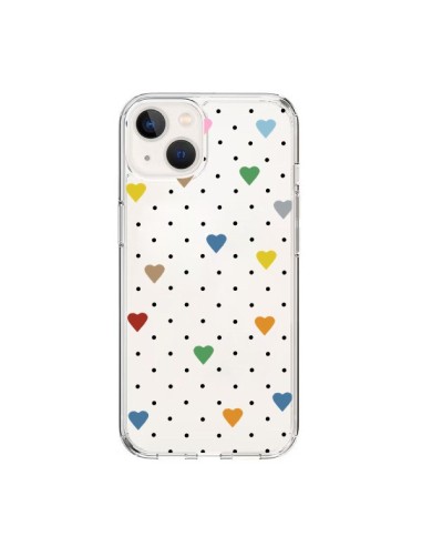 Cover iPhone 15 Punti Cuori Colorato Trasparente - Project M