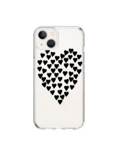 Coque iPhone 15 Coeurs Heart Love Noir Transparente -...