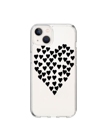 Cover iPhone 15 Cuori Amore Nero Trasparente - Project M