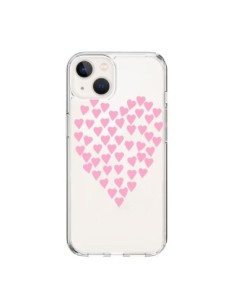 Coque iPhone 15 Coeurs Heart Love Rose Pink Transparente...