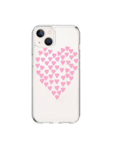 Coque iPhone 15 Coeurs Heart Love Rose Pink Transparente - Project M