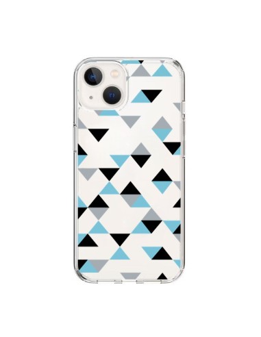 iPhone 15 Case Triangles Ice Blue Black Clear - Project M