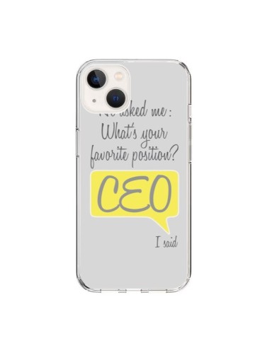 Cover iPhone 15 What's your favorite position CEO I said, Giallo - Shop Gasoline