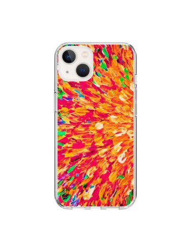Coque iPhone 15 Fleurs Oranges Neon Splash - Ebi Emporium
