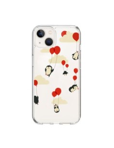 Cover iPhone 15 Pinguino Palloncini Cielo Trasparente -...