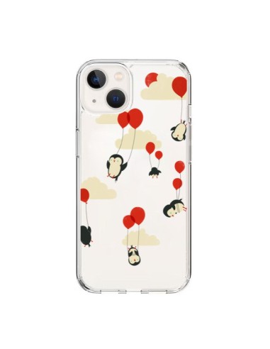 Coque iPhone 15 Pingouin Ciel Ballons Transparente - Jay Fleck