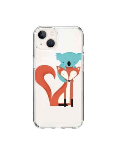Coque iPhone 15 Renard et Koala Love Transparente - Jay Fleck