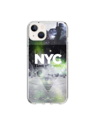 Coque iPhone 15 I Love New York City Vert - Javier Martinez