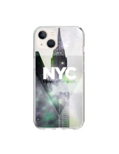 Cover iPhone 15 I Love New York City Grigio Viola Verde -...