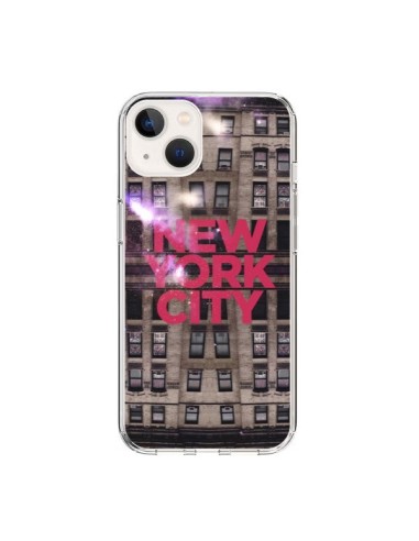 Coque iPhone 15 New York City Buildings Rouge - Javier Martinez
