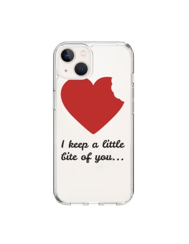 Cover iPhone 15 I keep a little bite of you Amore Heart Amour Trasparente - Julien Martinez