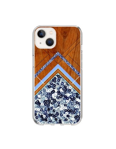 iPhone 15 Case Sequin Geometry Wood Aztec Tribal - Jenny Mhairi