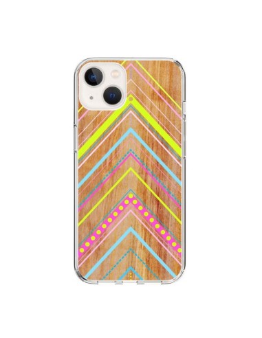 iPhone 15 Case Wooden Chevron Pink Wood Aztec Tribal - Jenny Mhairi