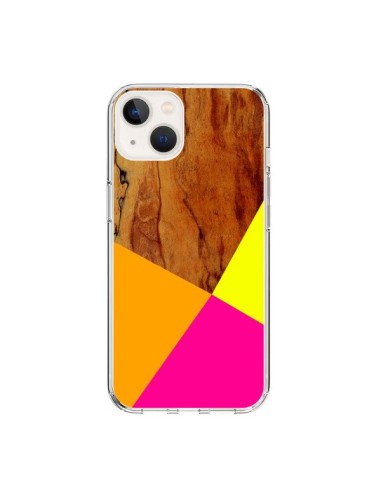 iPhone 15 Case Wooden Colour Block Wood Aztec Tribal - Jenny Mhairi