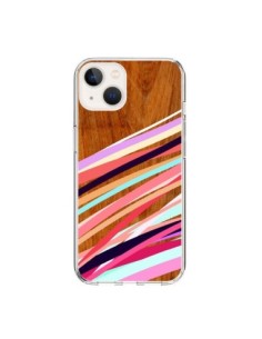 Cover iPhone 15 Wooden Waves Coral Legno Azteque Aztec...