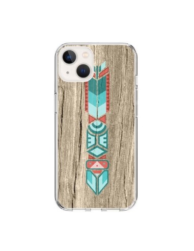Coque iPhone 15 Totem Tribal Azteque Bois Wood - Jonathan Perez