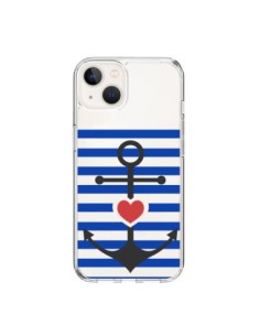 Cover iPhone 15 Ancora Marina Cuore Trasparente -...