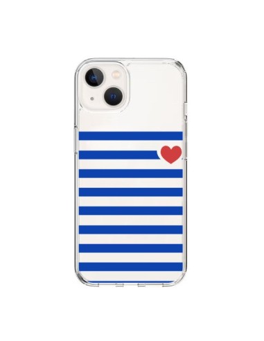 Coque iPhone 15 Mariniere Coeur Love Transparente - Jonathan Perez