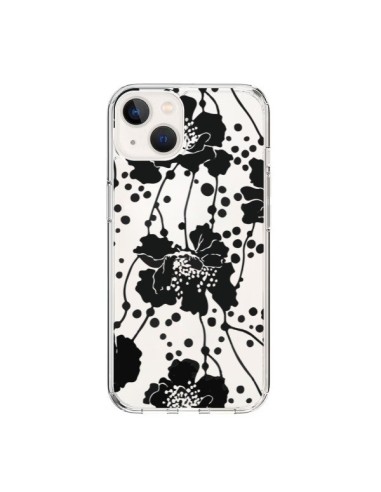 Cover iPhone 15 Fiori Neros Trasparente - Dricia Do