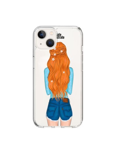 iPhone 15 Case Red Hair Don't Care Capelli Rossi Clear - kateillustrate