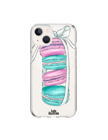 Coque iPhone 15 Macarons Pink Mint Rose Transparente - kateillustrate