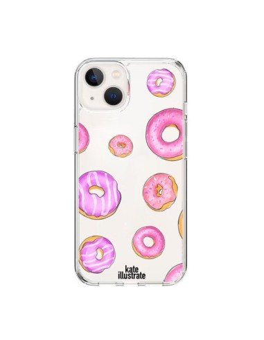 Coque iPhone 15 Pink Donuts Rose Transparente - kateillustrate
