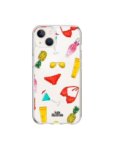 iPhone 15 Case Summer Essentials Summer Essenziale Clear - kateillustrate