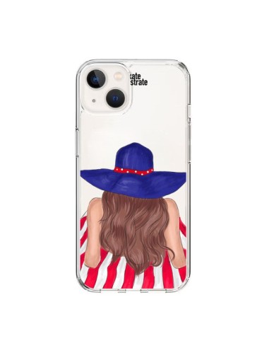 Coque iPhone 15 Beah Girl Fille Plage Transparente - kateillustrate