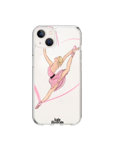 Coque iPhone 15 Ballerina Jump In The Air Ballerine Danseuse Transparente - kateillustrate