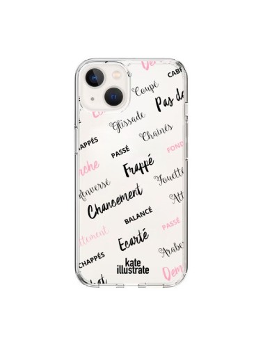 Coque iPhone 15 Ballerina Ballerine Mots Transparente - kateillustrate