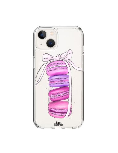 Coque iPhone 15 Macarons Pink Purple Rose Violet Transparente - kateillustrate