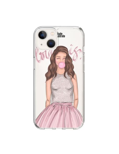 iPhone 15 Case Bubble Girl Tiffany Pink Clear - kateillustrate
