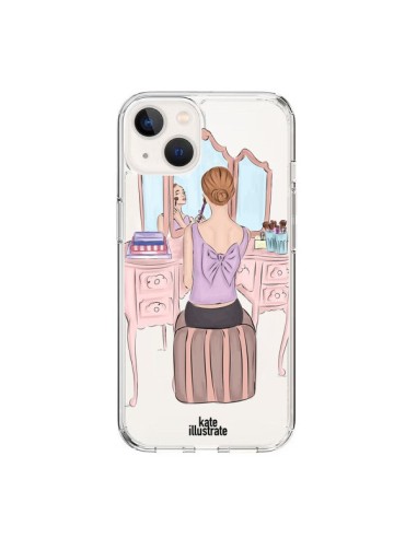 Coque iPhone 15 Vanity Coiffeuse Make Up Transparente - kateillustrate