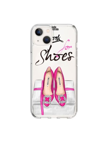 Cover iPhone 15 I Work For Shoes Scarpe Trasparente - kateillustrate