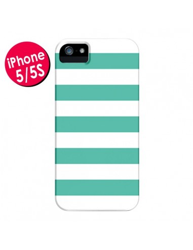 Coque Bandes Mint Vert pour iPhone 5 et 5S - Mary Nesrala