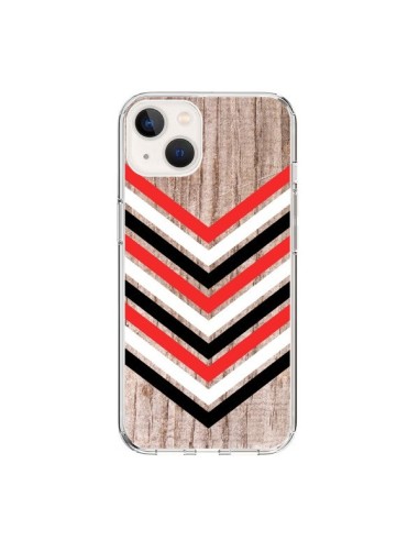 Coque iPhone 15 Tribal Aztèque Bois Wood Flèche Rouge Blanc Noir - Laetitia