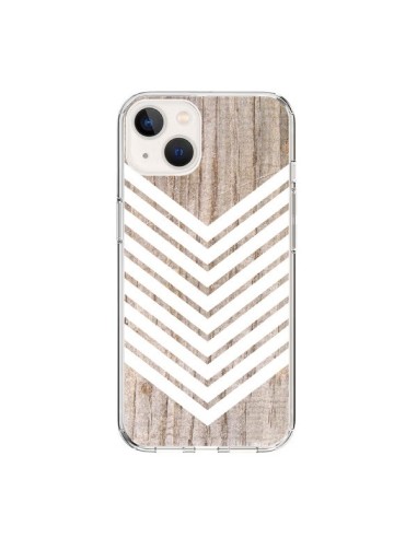 Coque iPhone 15 Tribal Aztèque Bois Wood Flèche Blanc - Laetitia