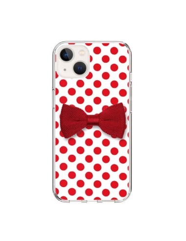 Coque iPhone 15 Noeud Papillon Rouge Girly Bow Tie - Laetitia