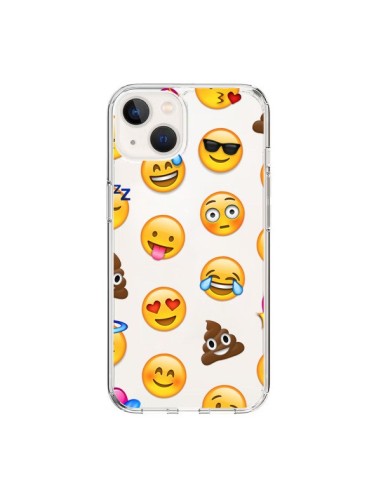 Coque iPhone 15 Emoticone Emoji Transparente - Laetitia