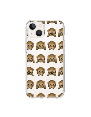 Coque iPhone 15 Singe Monkey Emoticone Emoji Transparente - Laetitia