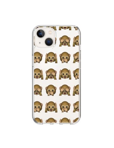 Cover iPhone 15 Emoji Scimmia Trasparente - Laetitia