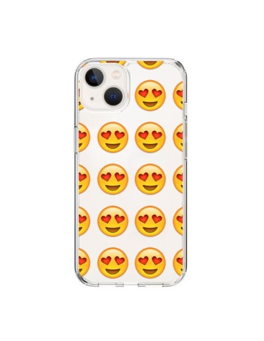 Coque iPhone 15 Love Amoureux Smiley Emoticone Emoji Transparente - Laetitia