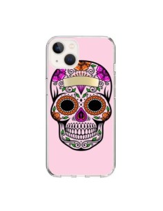 Cover iPhone 15 Teschio Messicano Rosa Multicolore -...