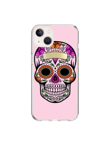 Coque iPhone 15 Tête de Mort Mexicaine Rose Multicolore - Laetitia