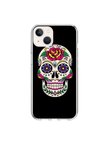Coque iPhone 15 Tête de Mort Mexicaine Multicolore Noir - Laetitia
