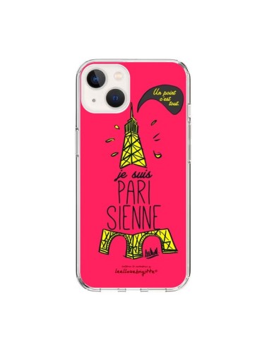 Coque iPhone 15 Je suis Parisienne La Tour Eiffel Rose - Leellouebrigitte