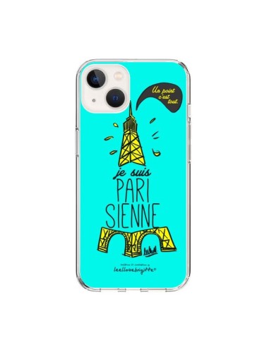 Coque iPhone 15 Je suis Parisienne La Tour Eiffel Bleu - Leellouebrigitte